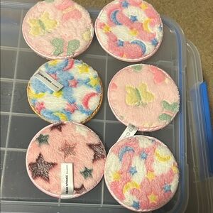 Set of 6 Plush Makeup Remover Pads - Pastel Stars & Moons